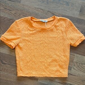 Zara Vibrant Orange Crochet Crop Top
